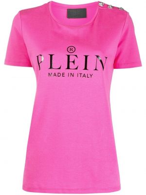 Тениска с принт Philipp Plein розово