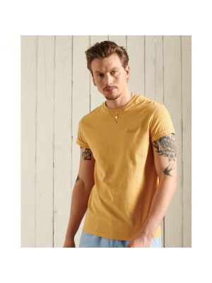 Camiseta de algodón Superdry amarillo