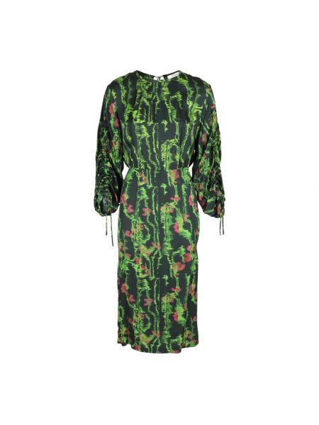 Sukienka midi w wężowy wzór Tela zielony