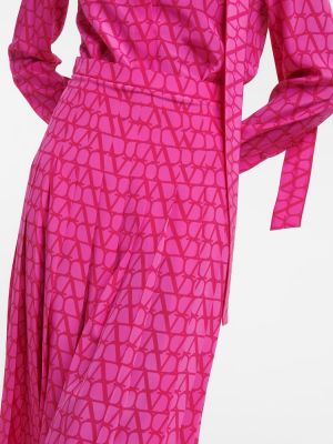 Μεταξωτή midi φούστα Valentino ροζ