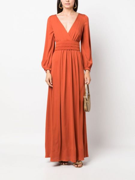 Sukienka długa plisowana Max Mara pomarańczowa
