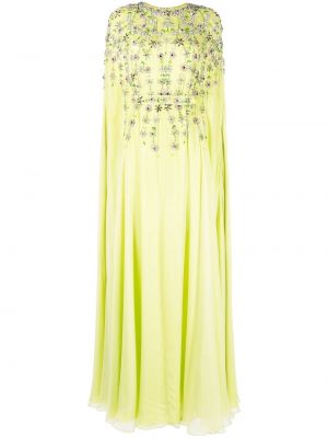 Вечерна рокля с кристали Dina Melwani зелено