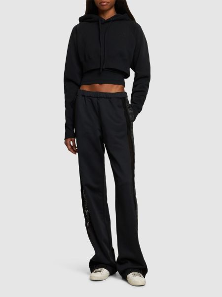 Spodnie sportowe bawełniane relaxed fit Dsquared2 czarne