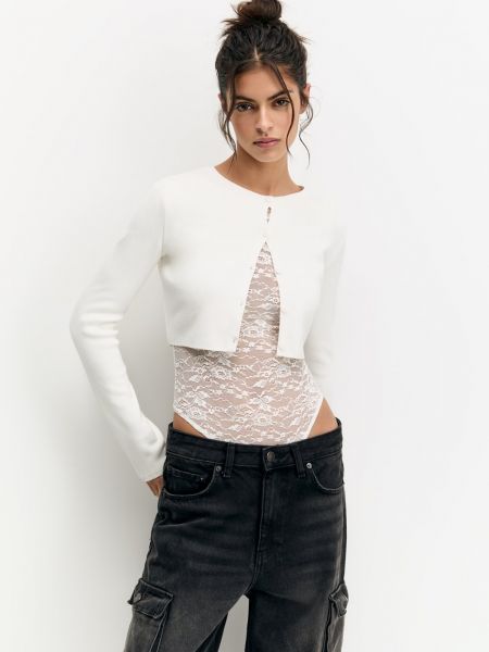 Кардиган BUTTONED PULL&BEAR, white
