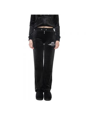 Czarne aksamitne spodnie sportowe Juicy Couture