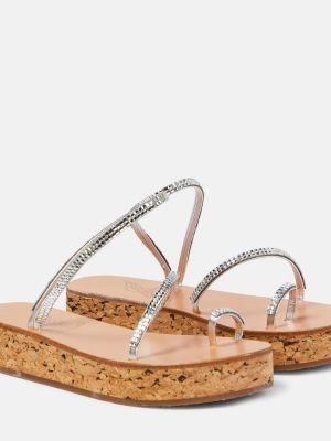 Sandale din piele cu platformă Ancient Greek Sandals argintiu