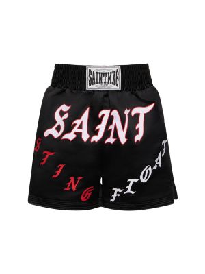 Pantaloni scurți cu imagine Saint Michael negru