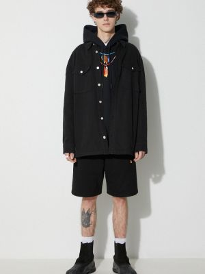 Pamučna hoodie s kapuljačom sa perjem Marcelo Burlon crna