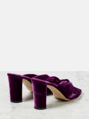 Papuci tip mules de catifea Jimmy Choo violet