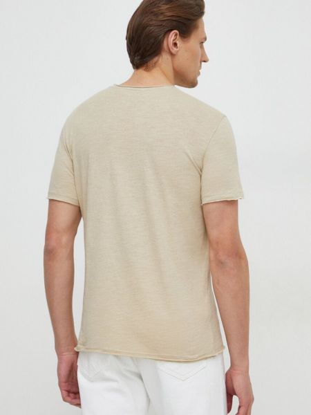 Bavlněné tričko Sisley béžové