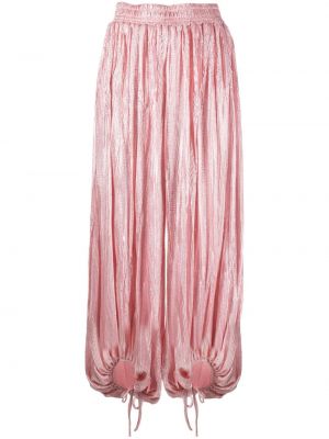 Satynowe spodnie plisowane Styland różowe
