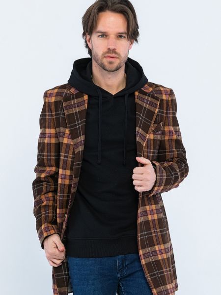 Клетчатый пиджак на пуговицах Giorgio Di Mare коричневый