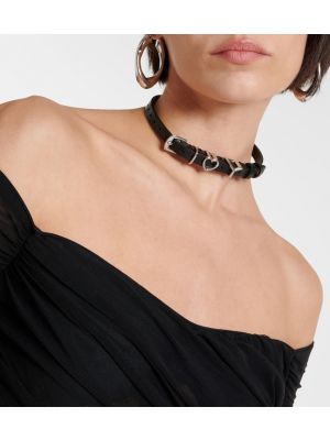 Kožený náhrdelník so srdiečkami Y/project čierna