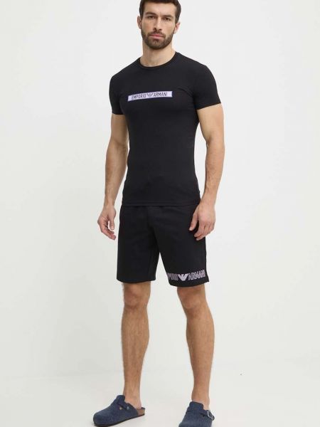 Бавовняна футболка з принтом Emporio Armani Underwear чорна