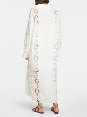 Bavlněné midi šaty s výšivkou Valentino bílé