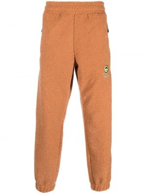 Fleecové teplákové nohavice s výšivkou Barrow hnedá