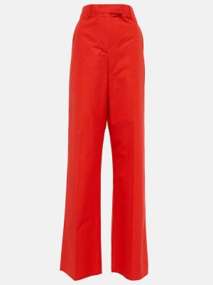 Βαμβακερό παντελόνι με ψηλή μέση σε φαρδιά γραμμή Valentino κόκκινο