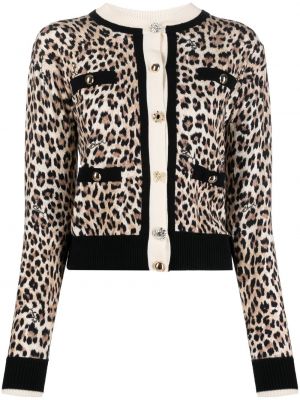 Leopard trykt strikket lang jakke Blugirl