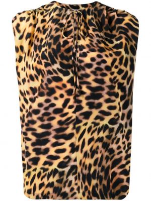 Svilena bluza s potiskom z leopardjim vzorcem Stella Mccartney rjava