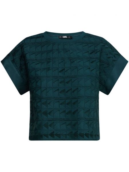 Tricou cu imprimeu geometric din dantelă Karl Lagerfeld verde