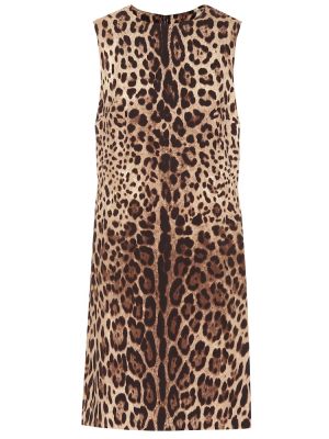 Шовкове Сукня з принтом Dolce & Gabbana, коричневе