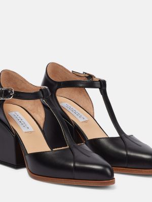 Кожени полуотворени обувки Gabriela Hearst черно