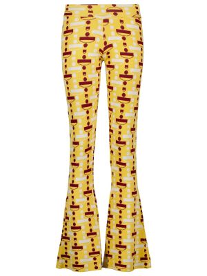 Pantaloni cu talie înaltă din jacard Dodo Bar Or galben