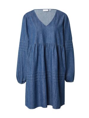 Voľné priliehavé džínsové šaty Vila modrá