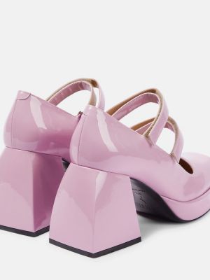 Pantofi cu toc din piele Nodaleto violet
