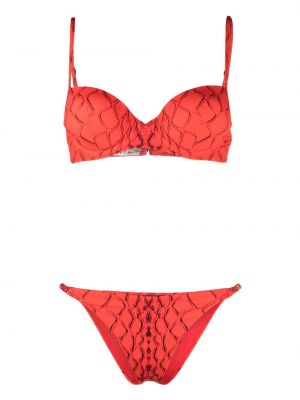 Bikini s potiskom z abstraktnimi vzorci Noire Swimwear rdeča