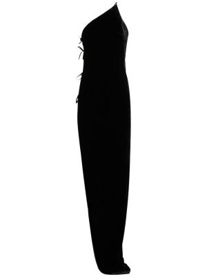 Rochie lunga cu șireturi de catifea din dantelă Rick Owens negru