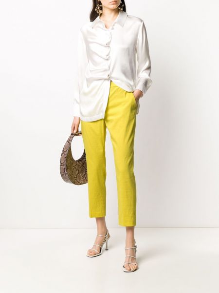 Pantalones de cintura alta slim fit Theory amarillo