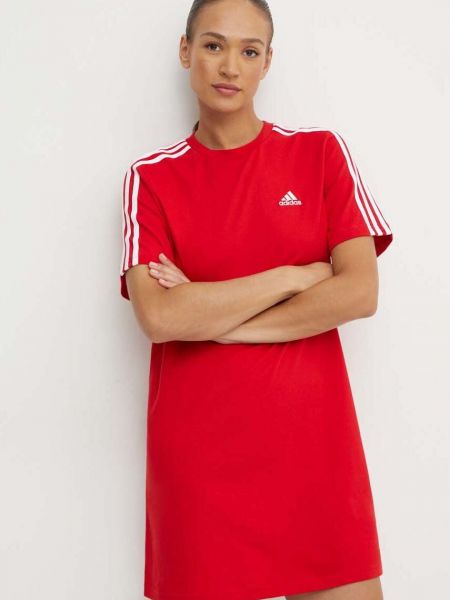 Prosta sukienka bawełniana Adidas czerwona