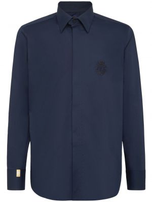 Βαμβακερό πουκάμισο με κέντημα Billionaire μπλε