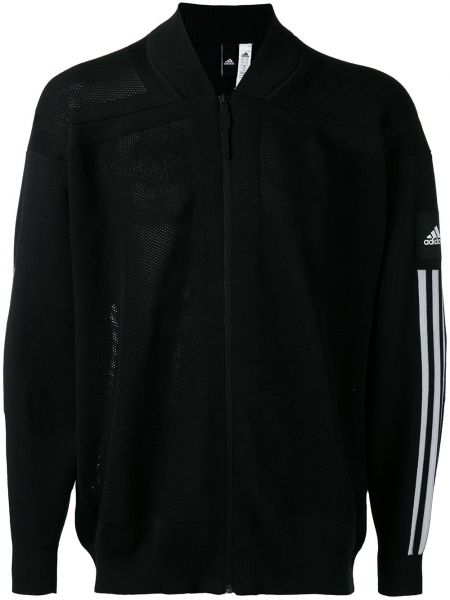 Prugasta bomber jakna Adidas crna