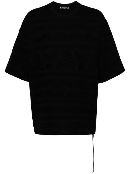Žakárové bavlnené tričko Mastermind Japan čierna