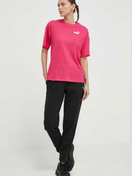 Бавовняна футболка Puma рожева