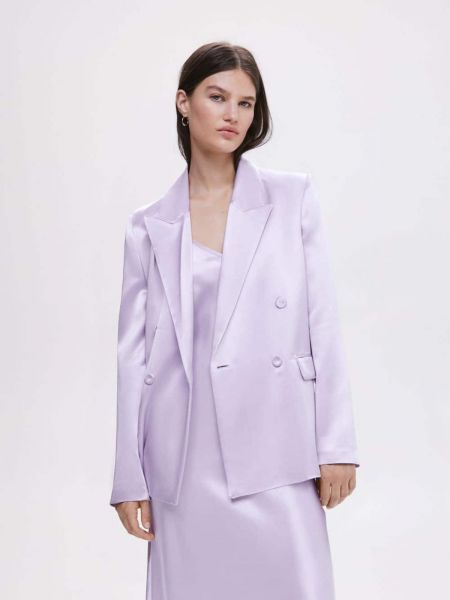 Атласный пиджак Mango фиолетовый