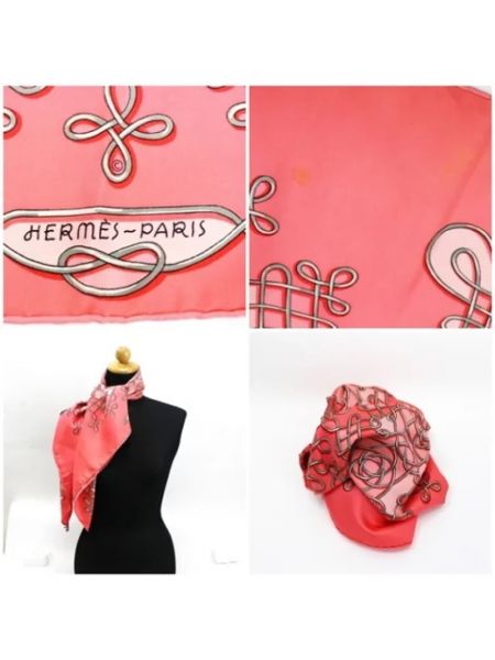 Bufanda de seda retro Hermès Vintage rosa