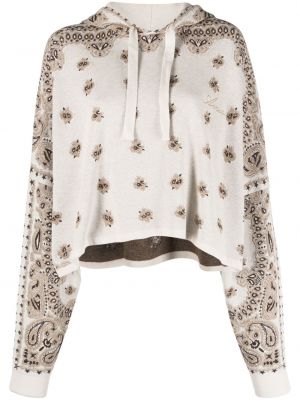 Bluza z kapturem bawełniana z nadrukiem z wzorem paisley Amiri biała