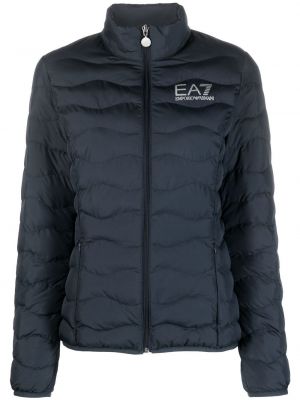 Pernata jakna s patentnim zatvaračem s kapuljačom Ea7 Emporio Armani plava