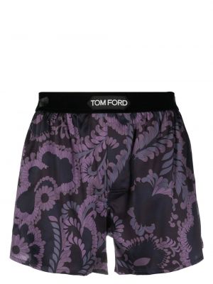 Pantaloni scurți cu model floral cu model paisley Tom Ford violet