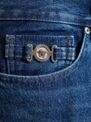 Памучни прав панталон Versace синьо
