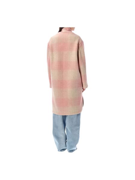 Abrigo de lana a cuadros manga larga Isabel Marant étoile rosa