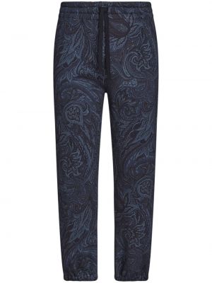 Pantalon en coton à imprimé à imprimé paisley Etro bleu