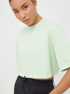 Памучна тениска Adidas зелено