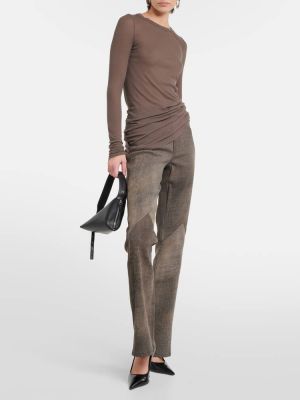 Pantalones rectos de cuero bootcut Re/done gris