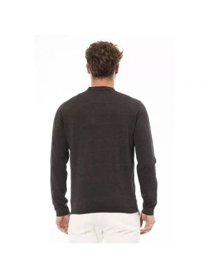 Suéter de algodón de cuello redondo Alpha Studio marrón