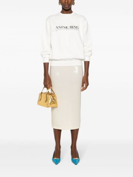 Bluza bawełniana z nadrukiem Anine Bing biała