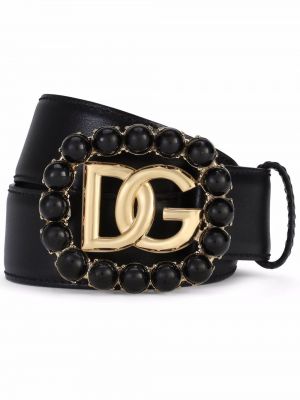 Kožený opasok s prackou Dolce & Gabbana čierna